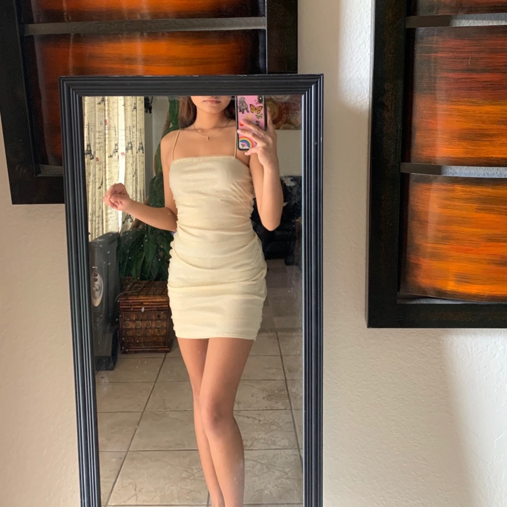 champagne sparkly bodycon dress